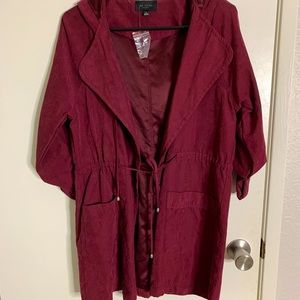 Burgundy suede cardigan jacket